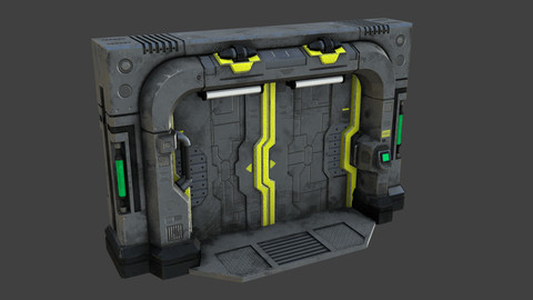 Sci-Fi Blast Door or Gate Low-poly 3D Model