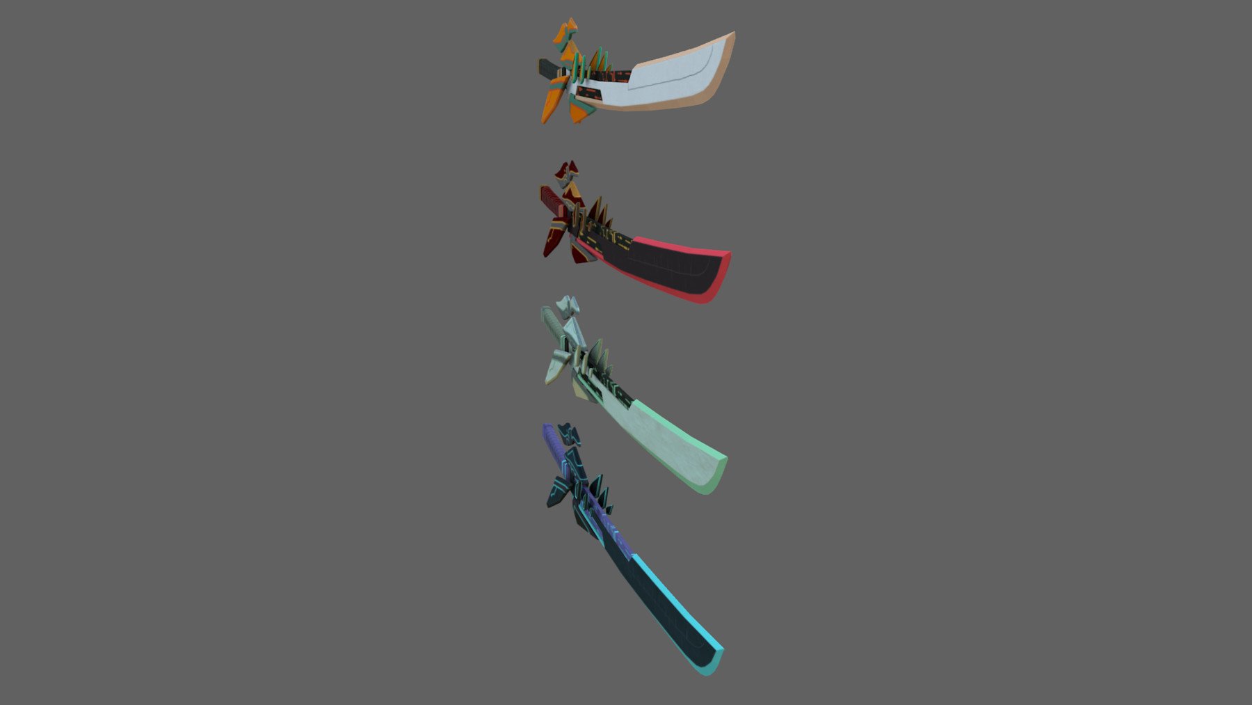 Artstation Futuristic Sci Fi Sword Pack 4 Swords With Distinct Designs Low Poly 3d Models 