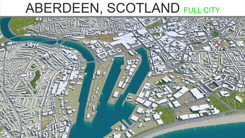 Aberdeen City Scotland 3D Model 40km