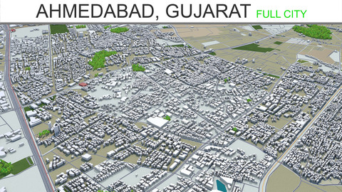 Ahmedabad City Gujarat India 3D Model 30km