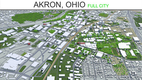 Akron City  Ohio 3D Model  25km