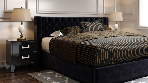 3dasset alana upholstered bed