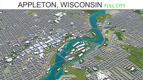 Appleton City Wisconsin 3D Model 40km