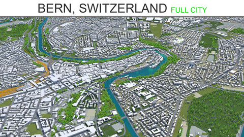 Bern City Switzerland 3D Model 35 km
