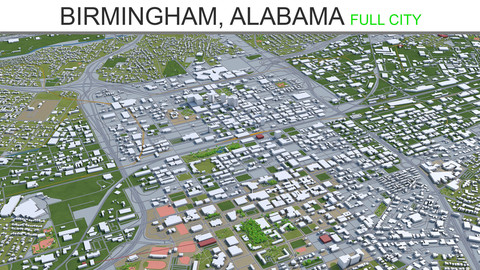 Birmingham City Alabama 3D model 120 km
