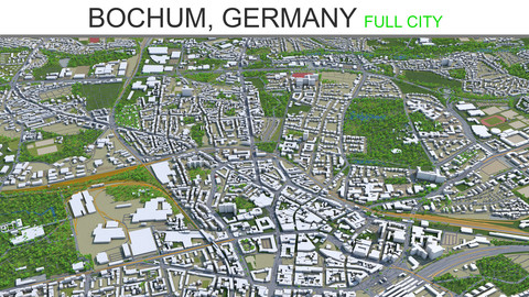 Bochum City Germany 3D Model  35km
