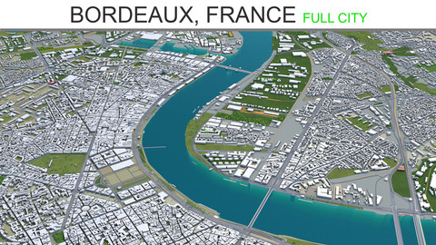 Bordeaux City France 3D Model  50km