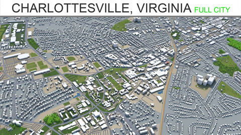 Charlottesville City Virginia USA 3D model 40km