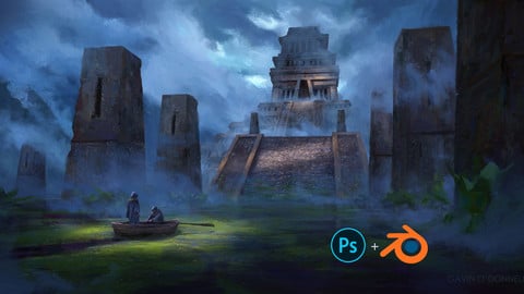 Lost Temple psd + blend file