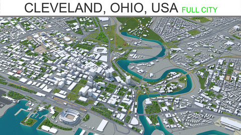 Cleveland City ohio USA 3D Model 40Km
