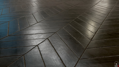 Black Worn Chevron Parquet - PBR textures