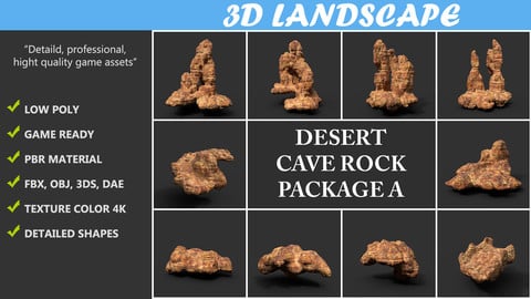 Low poly Desert Cave Modular Pack A 200828