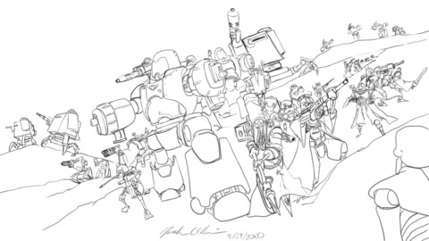 Adeptus Mechanicus Engaging Battle Protocols line art