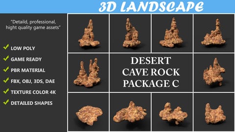 Low poly Desert Cave Modular Pack C 200828