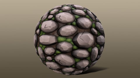 Stylized Mossy Rock Wall Material