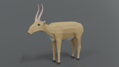 Low Poly Cartoon Saiga Antelope