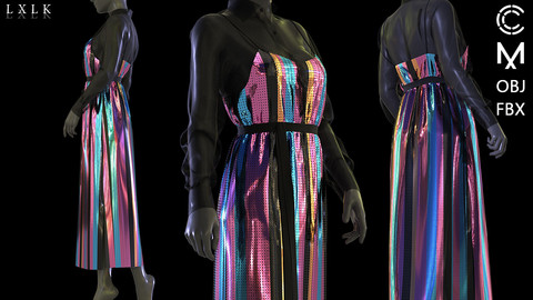 stripe sequin strap dress