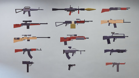 Weapons Pack Low-poly 3D model