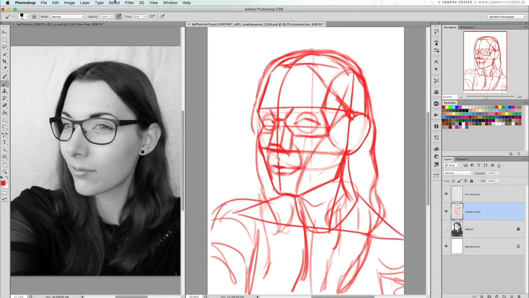How to draw a 1/2 cartoon digital portrait » Make a Mark Studios