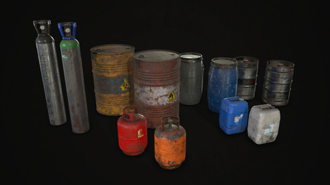 Barrels Drums & Containers - Low Poly