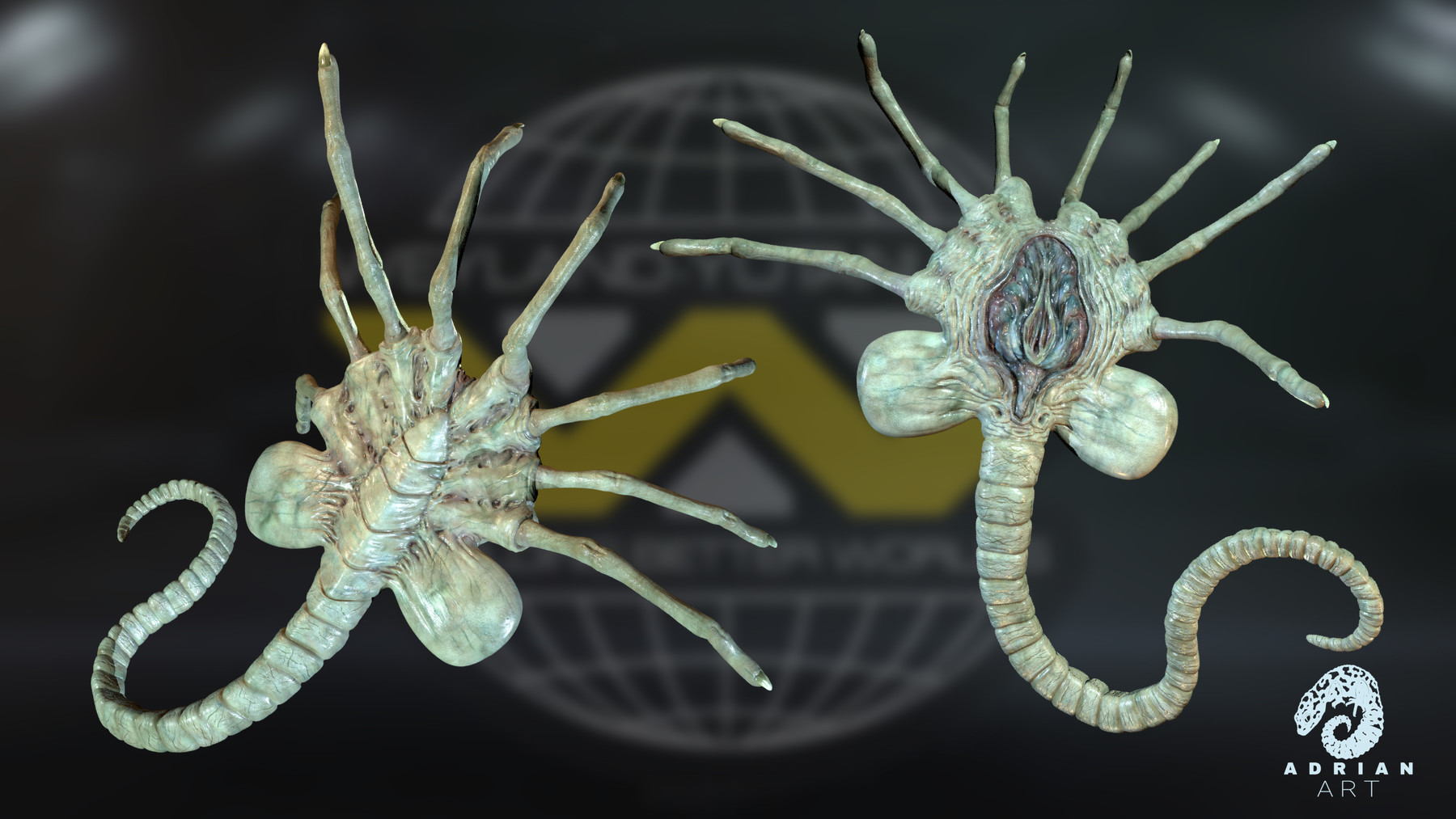 ArtStation Facehugger, high resolution 3D model. Game Assets