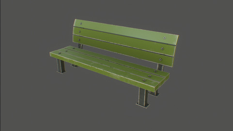 3D park bench asset