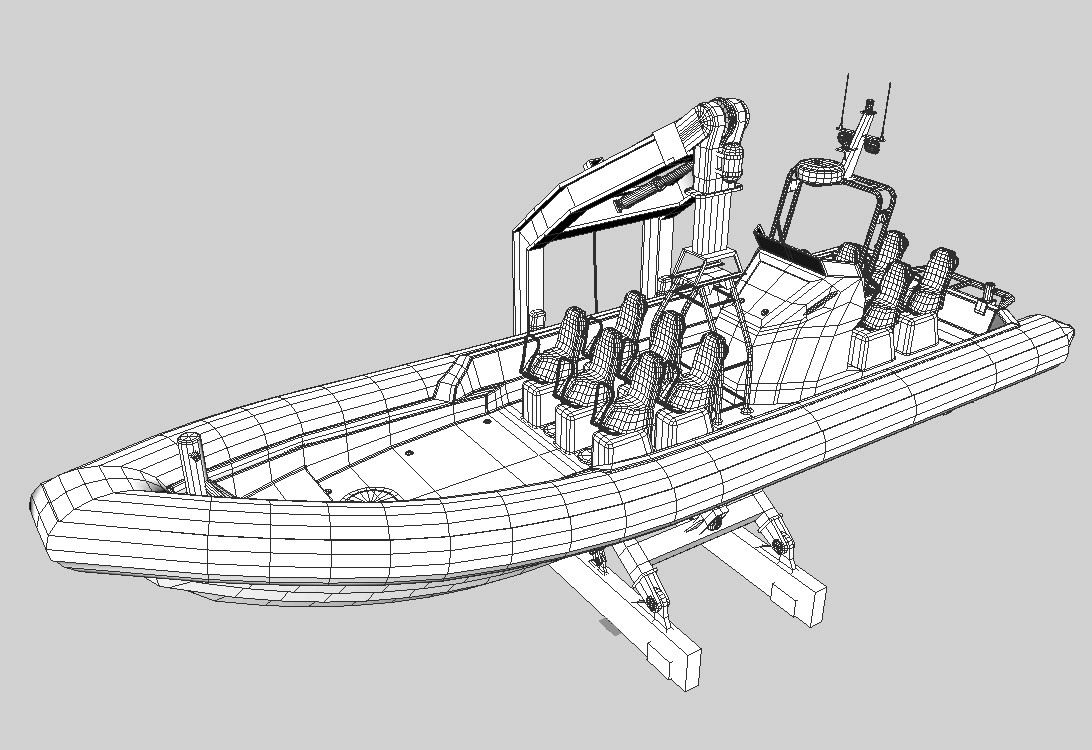 Rigid Hull Inflatable Boat Military 3d mon