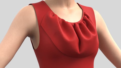 Long red sleeveless in Marvelous Designer