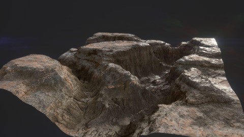 PBR Detailed Canyon Valley Landscape Low-poly 3D model Low-poly 3D model