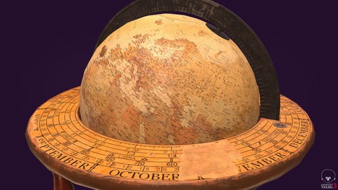 Terrestrial Table Globe ~ 1900 (Game Rady Asset 6k vert)
