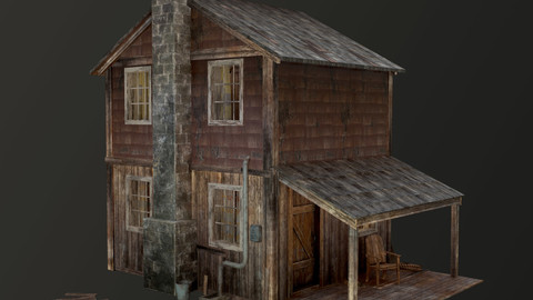 House with interior ( Village House / Forest House) Low-poly, game-ready