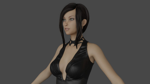 Naomi - Realistic Girl With Dress (Rigged / Low Polygon / 4K Textures)