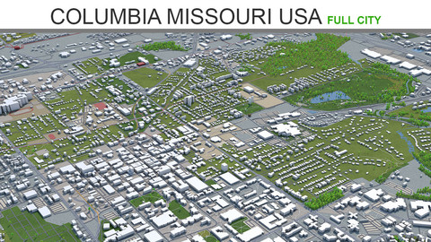 Columbia Missouri city USA 3d model  40KM