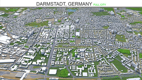 Darmstadt, city Germany 3d model  30km