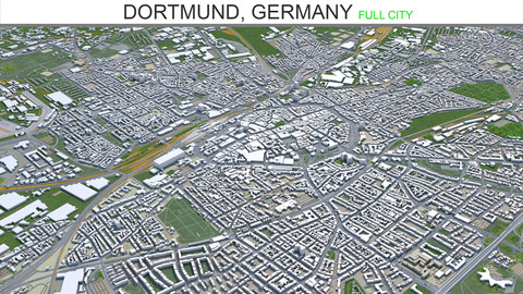 Dortmund city Germany 3d model 45 km