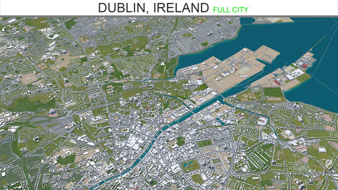 Dublin city Ireland 3d model 60Km