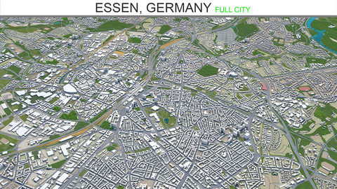 Essen city Germany 3d model 40km