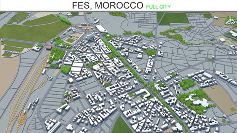 Fes city  Morocco 3d model 40 km