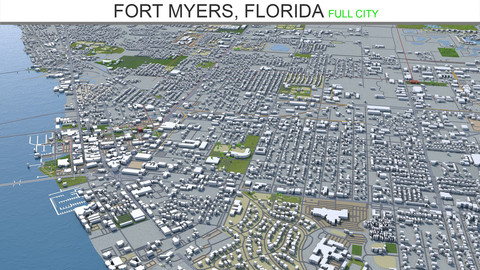 Fort Myers city Florida 3d model 30Km