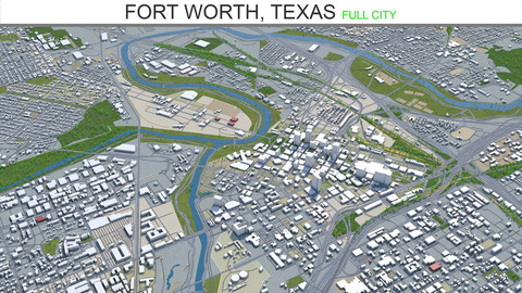 Fort worth city Texas 3d model 80km