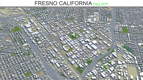 Fresno city California 3d model 50km