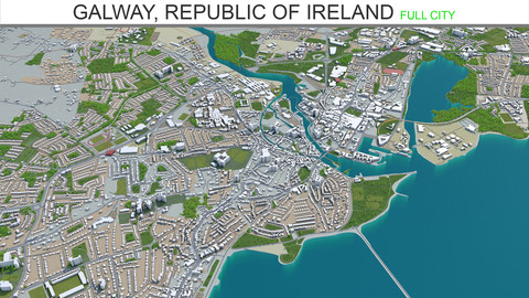 Galway city Republic of Ireland 3d model 20km