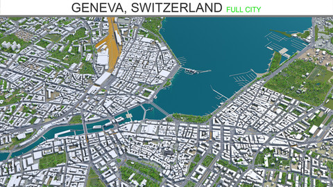 Geneva city Switzerland 3d model 20km