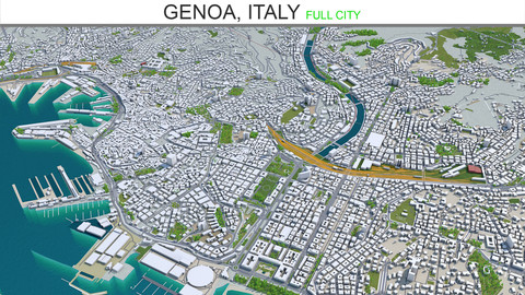 Genoa city Italy 3d model 120 km