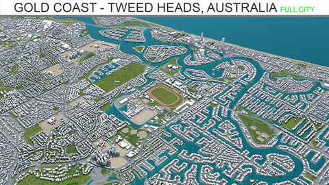 Gold Coast - Tweed Heads city Australia 3d model 80Km