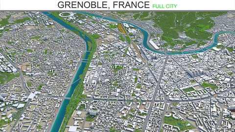 Grenoble city France 3d model 20 km