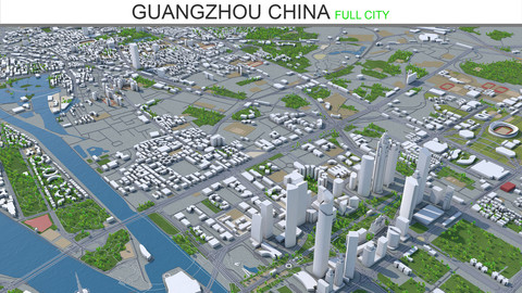 Guangzhou city China 3d model 150 km