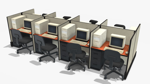 Office Computers - Low Poly
