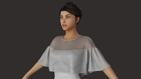 Helena - Realistic Girl With Dress (Low Polygon / 4K Textures)