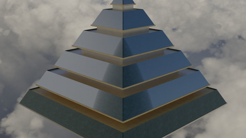 Golden and Green Marbled Pyramid with Squared Spike